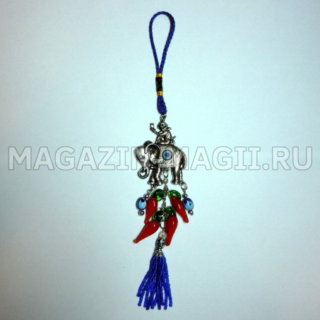 Денежный оберег «Слон с перчиками и обзъянкой»