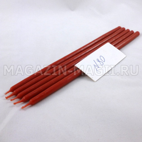 Свечи восковые красные №80 (5 шт., маканые)
